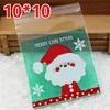 200 st 10x10+3 cm julserie mönster plast snacks bakpaket godis cookie väska presentförpackning julfestartiklar