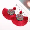 2021New Arrival Sector Design Dangle & Chandelier Japanese Style Women Beautiful Earrings Fan Shaped Tassels And Full Beads Disk Fashion Ear Rings