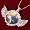 Custom Photo Necklace For Women Gold Color Wings Pendant Cubic Zircon Personalized Hip Hop Rock Street Jewelry