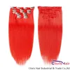 Stor konsistens Röd äkta mänskliga hårklipp i tillägg 70g 100g 120g Brasiliansk Remy Clip på Weave Silky Rak naturlig omfattning Friska änden