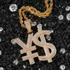 Jóias Rapper Rapper Gifts Hip Hop Gold Gold Cubic Cubic Zirconia Iced Charms Full Diamond US Dollar Sign Sign Colar