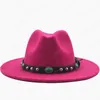 Nya Kvinnor Wide Brim Ull Felt Jazz Fedora Mössor Panama Style Ladies Trilby Gambler Hat Fashion Party Cowboy Sunshade Cap