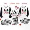 Familie Kerstpyjama's 2-delige Set Xmas Tree Hoodie Blouse T-shirt Plaidbroek Baby Kids Ouder Katoen Slaapkleding Matching Suit Sale D91607