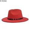 Breite Krempe Hüte Einfache Top Hut Einfarbig Filz Fedoras Für Männer Frauen Wolle Warme Jazz Chapeau289D