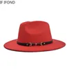 Szerokie brzegowe czapki proste top hat solidny kolor Fedoras dla mężczyzn Women Wool Warm Jazz Chapeau291n