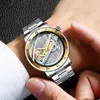 Forsining Men Skeleton Automatic Mechanical Watches Men Double Side Transparent Stainless Steel Watches Fashion Luminous Clock306g