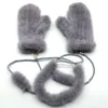 Märke Mode Vinter Kvinnor Handskar Äkta 100% Real Glove Stickad Mittens Tjock varm päls topp kvalitet1
