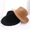 Wavy brim fedora hat women artificial wool Solid color fall hats for women fashionable Felt hat Vintage Hats classic sombrero2509683