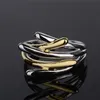 JuneRain Marke Mode Anillos Gold-Silber-Farben-Kreuz-Ringe für Frauen Größe 7 8 9 Weiblichen Partei-Finger-Ring-Schmuck Bague Femme Dropship