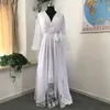 V-Neck 2020 Beach Boho Wedding Dresses Bohemian Hippie Style Deep Long Sleeves Lace Flower Country Bridal Gowns