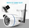 2020 HD 1080p trådlös IP-kamera WiFi utomhus Onvif CCTV Video Hem Säkerhet Bullet Camera TF Card Slot Night Vision App Camhi Fast DHL