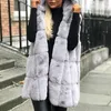 2020 automne hiver femmes manches gilet à capuche chaud Double épaississement fausse fourrure Patchwork femme hiver chaud veste d'extérieur