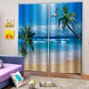 Cortinas de praia azul personalizadas Cortina de janela 3D Luxo Sala de estar Decorate Cortina Nature Cenary Curtain2611726