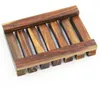 Wooden Soap Holder Natural Bamboo Wood Soap Dishes Rack Carbonized Wood Bathroom Shelves Wooden Charcoal Soaps Storage Plate Box LSK1149