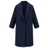 Womens Winter Lapel Wool Coat Trench Jacket Long Overcoat Outwear Women Slim Woolen Cardigan Jacket Elegant Blend 9.26Y