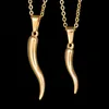 Pendant Necklaces Italian Horn Necklace Stainless Steel For Women Men Gold Color 50cm2308