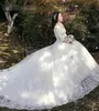 2021 Ballgown Gelinlik 3/4 Uzun Kollu Şapel Tren Korse Geri Custom Made Artı boyutu Gelinlikler vestido de novia