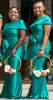 Hunter African Bridesmaid Dresses For Weddings Gästklänning en axelmössa ärm Satinmantel Sashes Formal Maid of Honor -klänningar