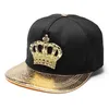 Mens Womens Snapback Hat KING Crown Baseball Caps Adjustable Hip Hop Hats Black Summer Peaked Rhinestone Crystal Sun Cap1270l