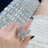 Anillos de racimo de moda mariposa abierta con incrustaciones de circón anillo de lujo en la mano mujeres accesorios de joyería para niña bodas fiesta regalo 2261S