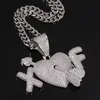 Pendentif Colliers Personnalisé 2 Lettres Une Flèche À Travers Le Coeur Collier Hip Hop Plein Glacé Zircone Cubique Or Argent CZ Stone227y