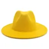 Fashion Yellow Blue Patchwork Wool Felt Fedora Hats for Men Women 2 Tone Hat Different Color Dress Hat Panama Jazz Trilby Cap7825568