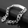 Jewelry Men ID Bracelet Cuban links chains Polished Silver Color Stainless Steel Bracelet for Bangle Male Accessory Whole42145121727324