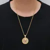 Hip Hop CZ Stone Paved Bling Out Egyptian Pharaoh Tutankhamun Round Pendants Necklace for Men Rapper Jewelry Drop 2351750