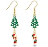 Örhängen Kvinnor Crystal Santa Claus Snowman Drop Dangle Earring Nyår Röd Pompon Set för Girl Xmas Present DHL Fast Ship