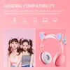 Söt LED Cat Ear Ear Buller -avbrytande hörlurar Bluetooth 50 Foldbar Gamer Music -headset med mikrofoner för barn Girl Gifts14433290