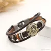 Charms-Armbänder für Männer und Frauen, geflochtenes Charm-Armband, Armreifen, goldenes Löwenkopf-Armband, verstellbare Manschette, Lederarmband