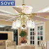 Electric Fans 52 Inch Europe Gold Modern LED Wooden Ceiling With Lights Remote Control Living Room Bedroom Home Fan Lamp 220 Volt3326643