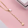 New Conch Chain Pendant Necklace Women Stainless Steel Natural Mother of Pearl Necklaces Clavicle Chain Fashion Jewelry4289778