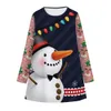 Baby kinderkleding meisjes kerstkleding cartoon kerst sneeuwpop drop print jurken lange mouw katoenen jurken kinderkleding