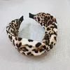 Diadema retro de ala ancha de nuevo estilo, horquilla de nudo cruzado con estampado de leopardo, exclusivamente para accesorios para el cabello para adultos LY074