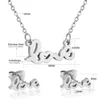 Earrings & Necklace LUXUKISSKIDS Lover's Stainless Steel Gold Jewelry Sets Letter Wedding Necklaces Earring Dubai Jewellery S259O