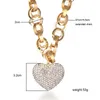 Pendant Necklaces Big Love Heart Pendent Necklace Gold Silver Color Thick Round Chain Full Clear Crystal 3D Female Vintage Jewelry267H