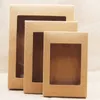 20pcs caixa de papel DIY com Janela branco / preto / kraft papel Gift Box bolo Embalagem para Casamento Casa Partido Muffin Packaging