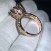 Pierścionek ślubny Vecalon Rose Gold dla kobiet okrągły 6CT Symulowany diament CZ 925 Srebrny Srebrny Zespół zaręczynowy Ring281k