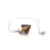 jln cone crystal stone pendulum dowsing Armethyst lapis Charm arndant with bendulums brass chain for divination amulet