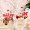 Décorations de joyeux noël 2021, ornement suspendu d'arbre de noël, décoration de voiture colorée en bois pour la maison, cadeaux suspendus