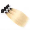 Goedkope kleur menselijk haar weven bundels ombre blond bruin korte bob 1012 inch 2 4 bundels set maleisisch rechte haar remy haar ext8986703