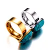 Retro turquoise Ring diamond Silver gold stainless steel rings women mens ring band fashion jewelry gift will and sandy new