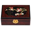 Mão pinturas Lacquerware Caixa de madeira chinesa com fecho de decoração vintage caixas de armazenamento de casamento presentes jóias caixa cosmética
