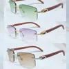 Craved Wood Luxury Glasses Mens Carters Designers Sunglasses Rimless Fashion Vintage Sun Shades Driving Holiday Decoration