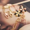 Europe America Style Jewelry Sets Lady Women Engraved V Initials Flower Blooming Strass Necklace Bracelet Earrings Sets 2 Color2414