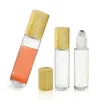 288 stks / partij 10 ml hoogwaardige bamboe roll on fles (stalen bal), bamboe cap bal parfum fles etherische olie fles LX3257