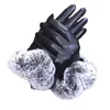 Winter Gloves Women Casual Lady Black Mitten Leather Autumn Warm Fur Mittens Guantes De Invierno Para Mujer L311