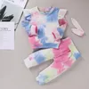 Vêtements pour bébés filles, ensemble de vêtements Tie Dye, haut à manches longues, pantalon à nœud, 2 pièces, vêtements de boutique pour nourrissons, tenues Tie Dye9313164