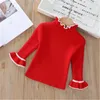 2020 autunno inverno ragazze pullover maglione bambini dolcevita lavorato a maglia bambino bambino bambini vestiti maglioni manica lunga svasata top2514434297